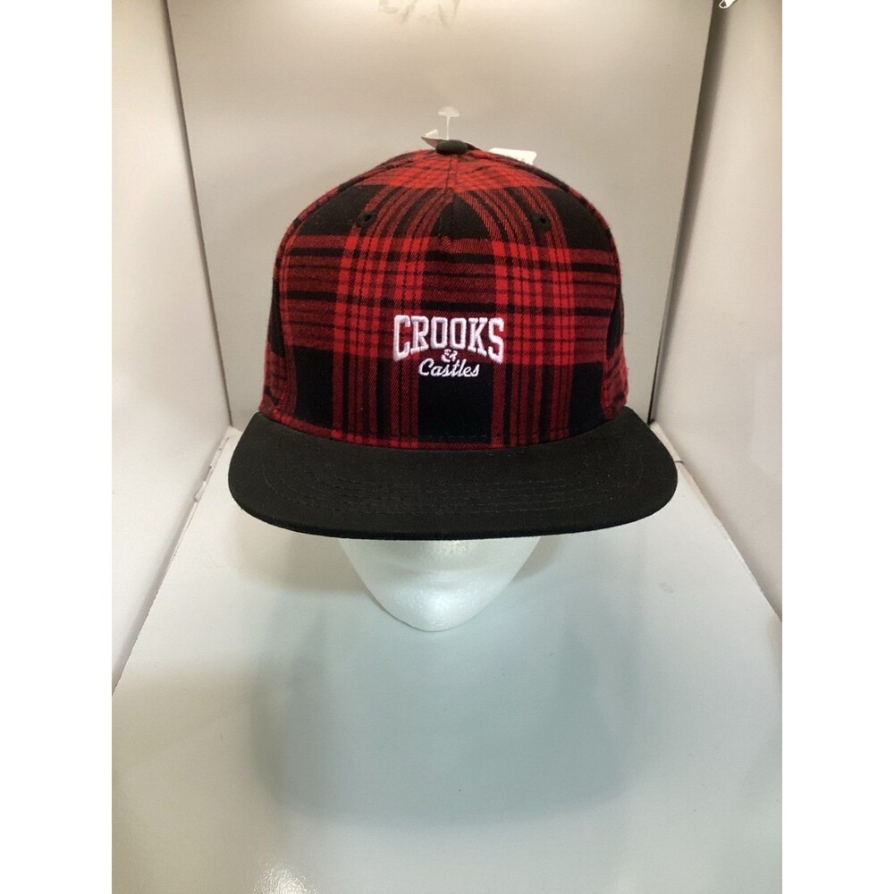 Crooks & Castles Plaid Snapback Hat Red Black Streetwear
